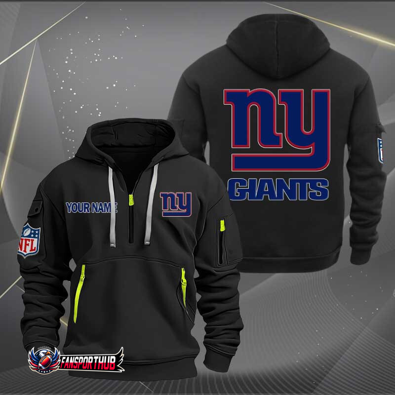 New York Giants New Personalized Quarter Zip Hoodie AZBTQZH000214 - Famjoys New York Giants New Personalized Quarter Zip Hoodie AZBTQZH000214 - Famjoys