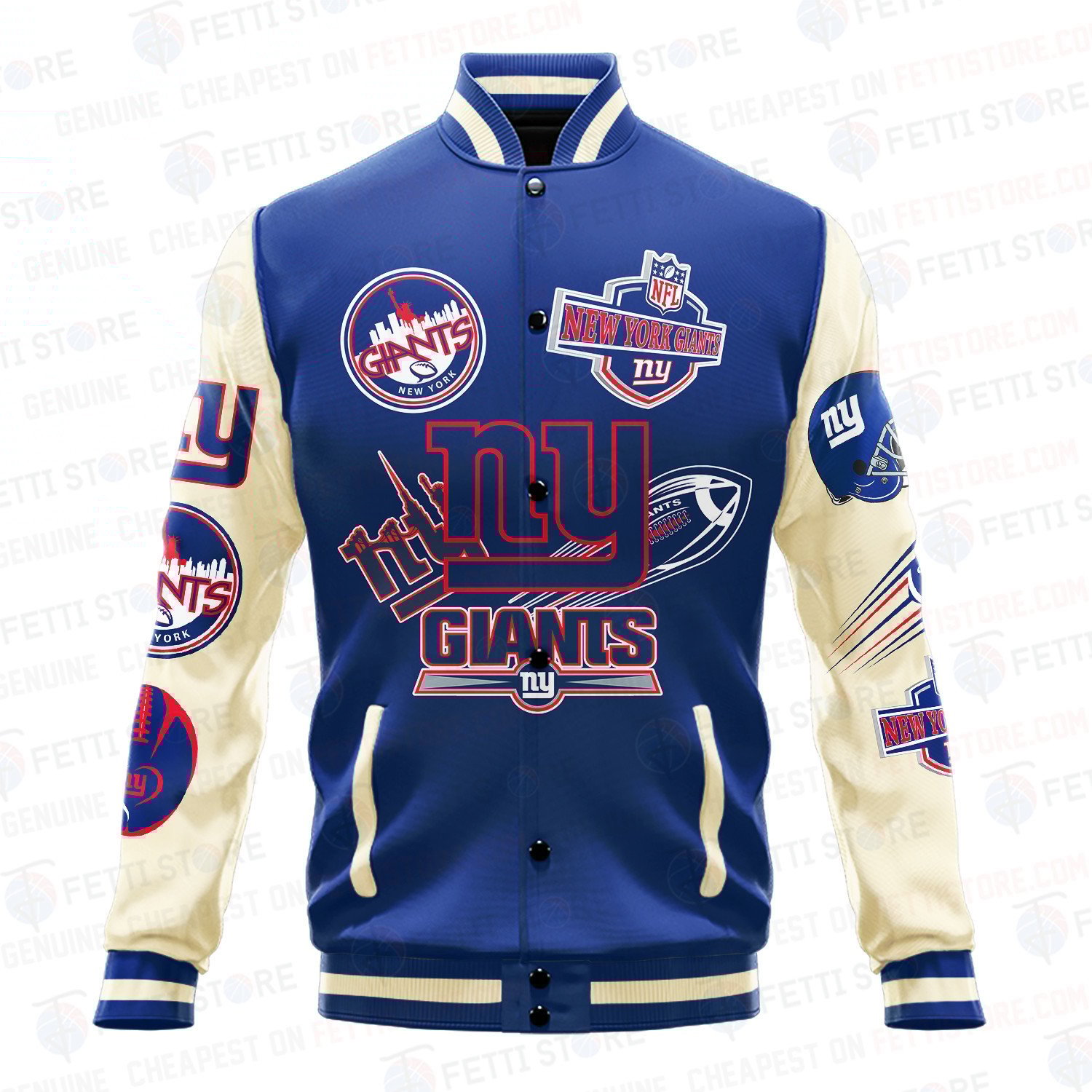 New York Giants Pattern Varsity Jacket - Famjoys New York Giants Pattern Varsity Jacket - Famjoys