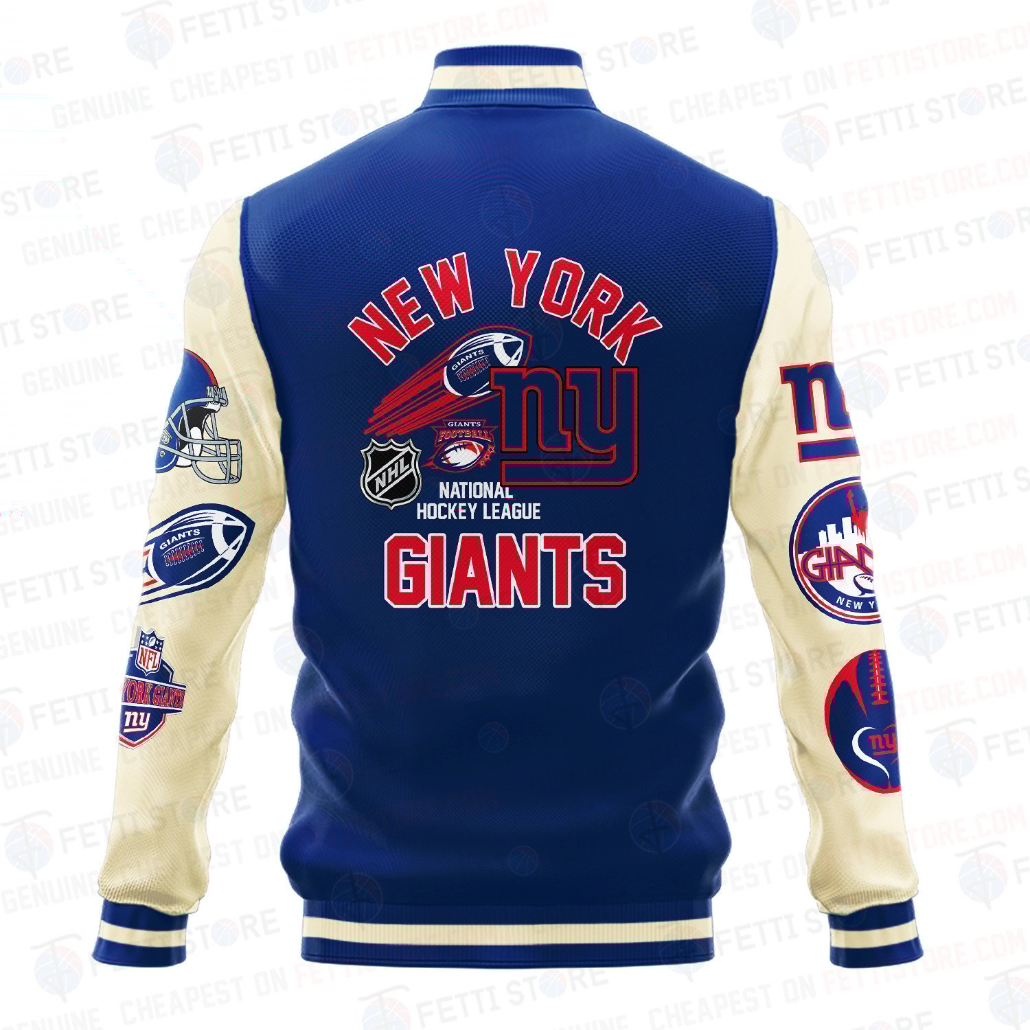 New York Giants Pattern Varsity Jacket - Famjoys New York Giants Pattern Varsity Jacket - Famjoys