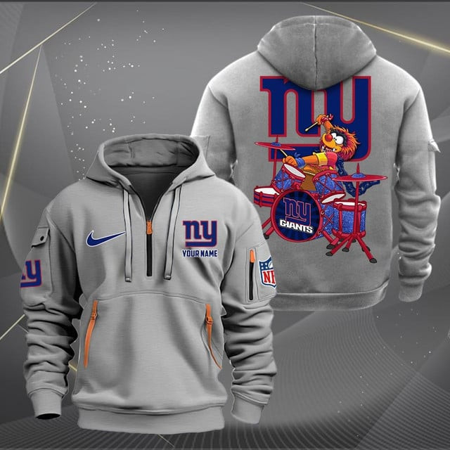 New York Giants Premium Personalized Quarter Zip Hoodie AZBTCQZH000024 - Famjoys New York Giants Premium Personalized Quarter Zip Hoodie AZBTCQZH000024 - Famjoys