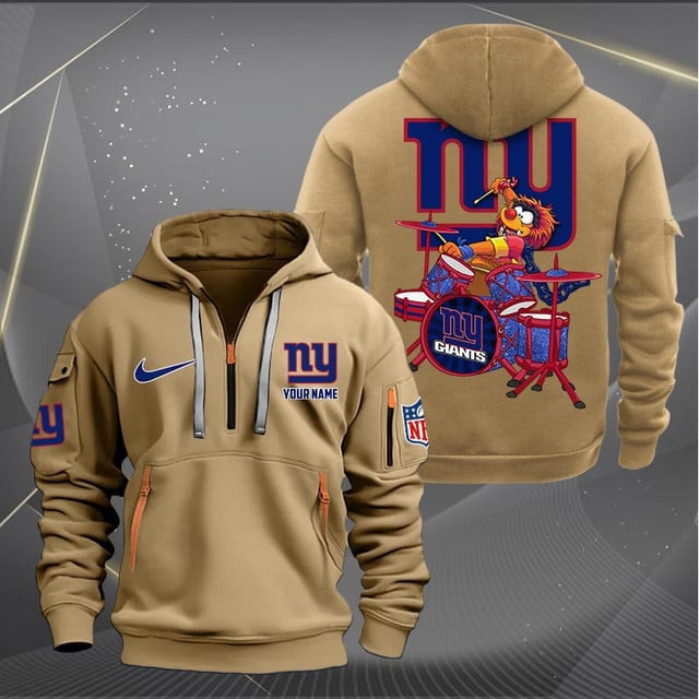 New York Giants Premium Personalized Quarter Zip Hoodie AZBTCQZH000024 - Famjoys New York Giants Premium Personalized Quarter Zip Hoodie AZBTCQZH000024 - Famjoys
