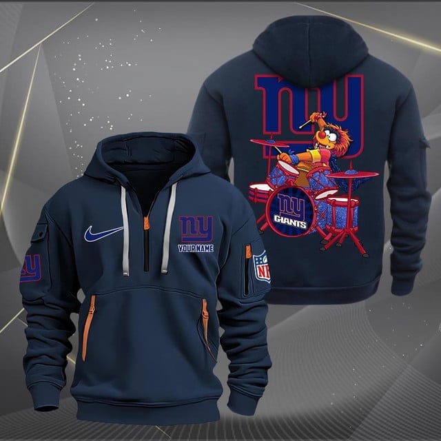 New York Giants Premium Personalized Quarter Zip Hoodie AZBTCQZH000024 - Famjoys New York Giants Premium Personalized Quarter Zip Hoodie AZBTCQZH000024 - Famjoys