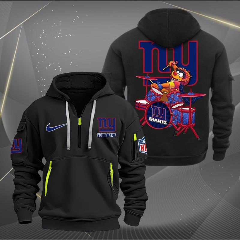 New York Giants Premium Personalized Quarter Zip Hoodie AZBTCQZH000024 - Famjoys New York Giants Premium Personalized Quarter Zip Hoodie AZBTCQZH000024 - Famjoys
