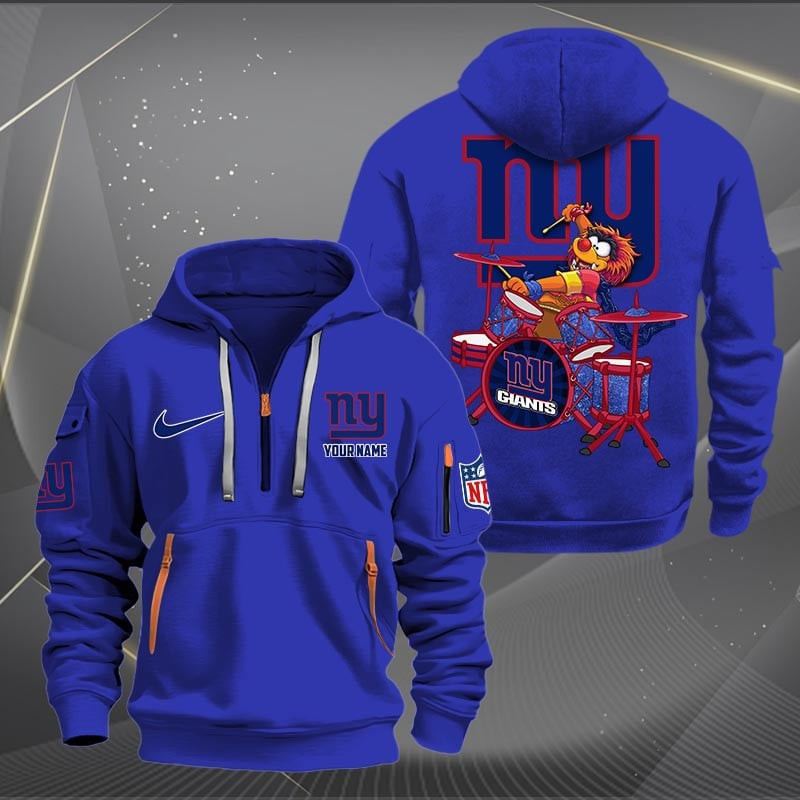 New York Giants Premium Personalized Quarter Zip Hoodie AZBTCQZH000024 - Famjoys New York Giants Premium Personalized Quarter Zip Hoodie AZBTCQZH000024 - Famjoys