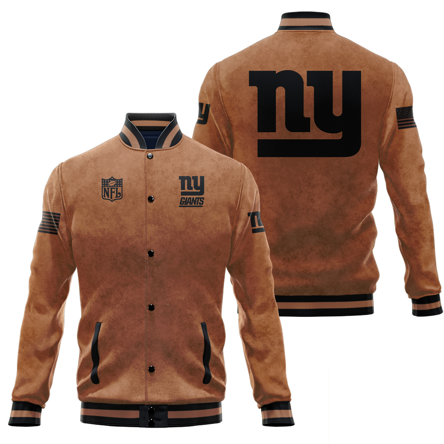 New York Giants Salute To Service Club Baseball Jacket Varsity Jacket - Brown - Famjoys New York Giants Salute To Service Club Baseball Jacket Varsity Jacket - Brown - Famjoys