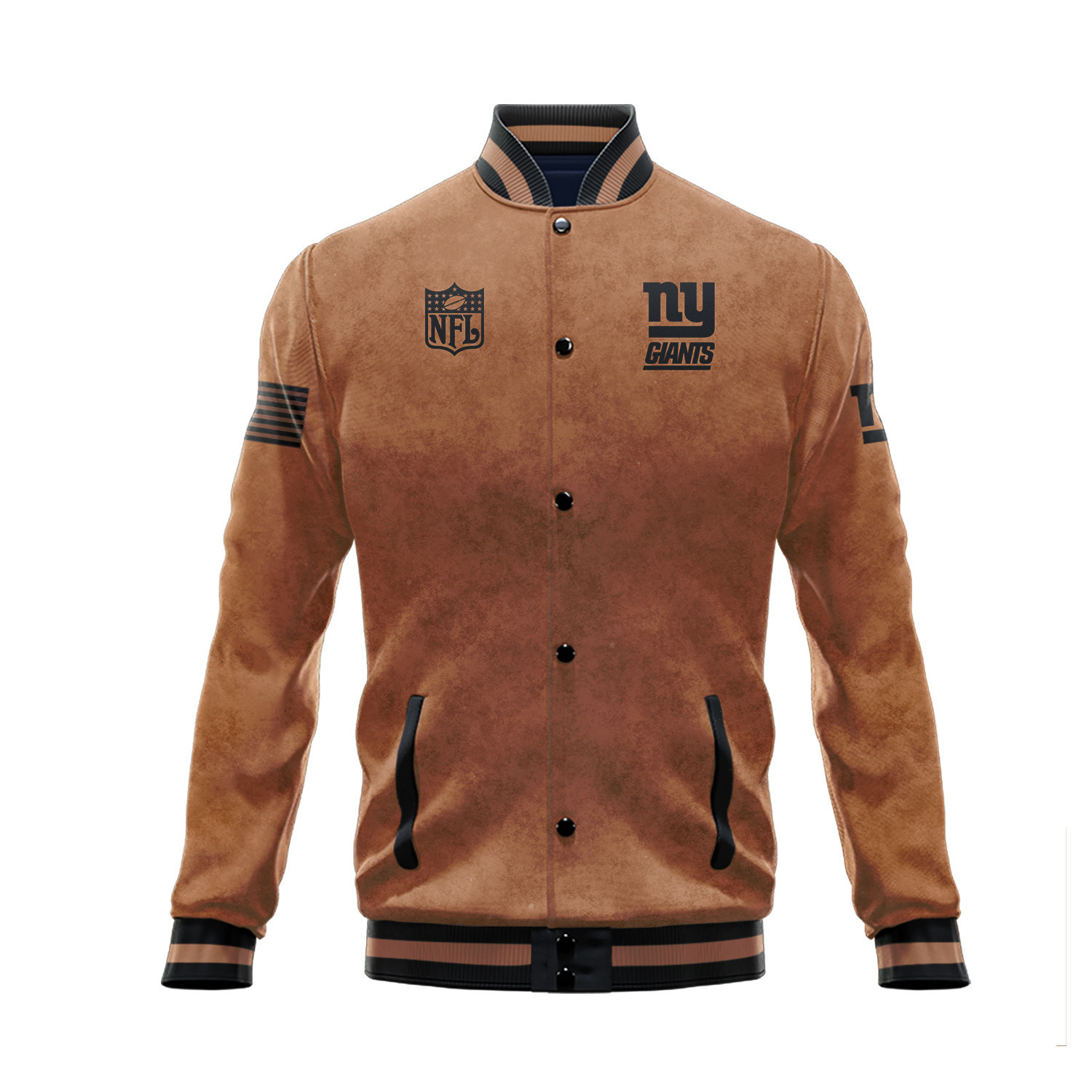 New York Giants Salute To Service Club Baseball Jacket Varsity Jacket - Brown - Famjoys New York Giants Salute To Service Club Baseball Jacket Varsity Jacket - Brown - Famjoys