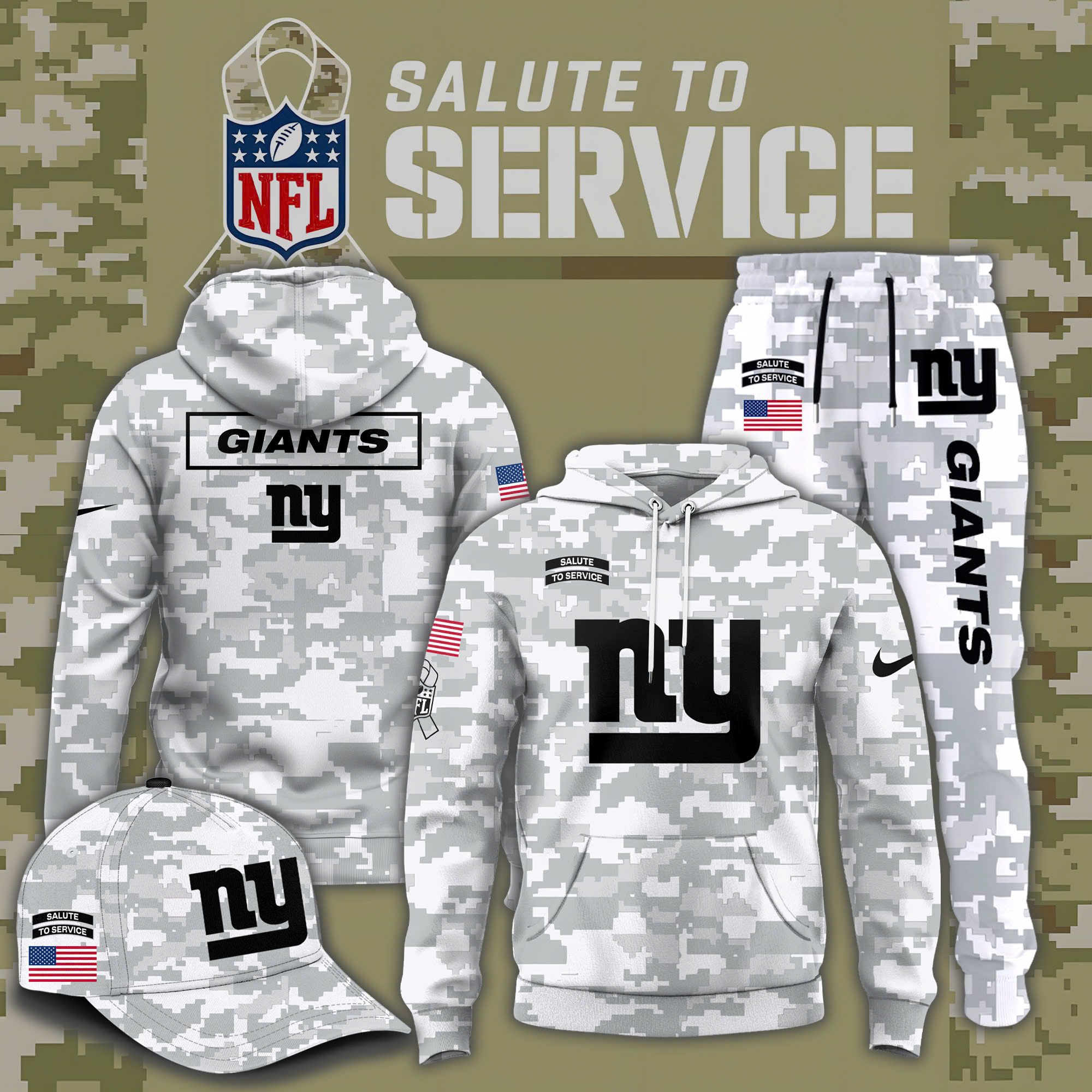 New York Giants Salute to Service Club Fleece Pullover Hoodie / Arctic Camo - Famjoys New York Giants Salute to Service Club Fleece Pullover Hoodie / Arctic Camo - Famjoys