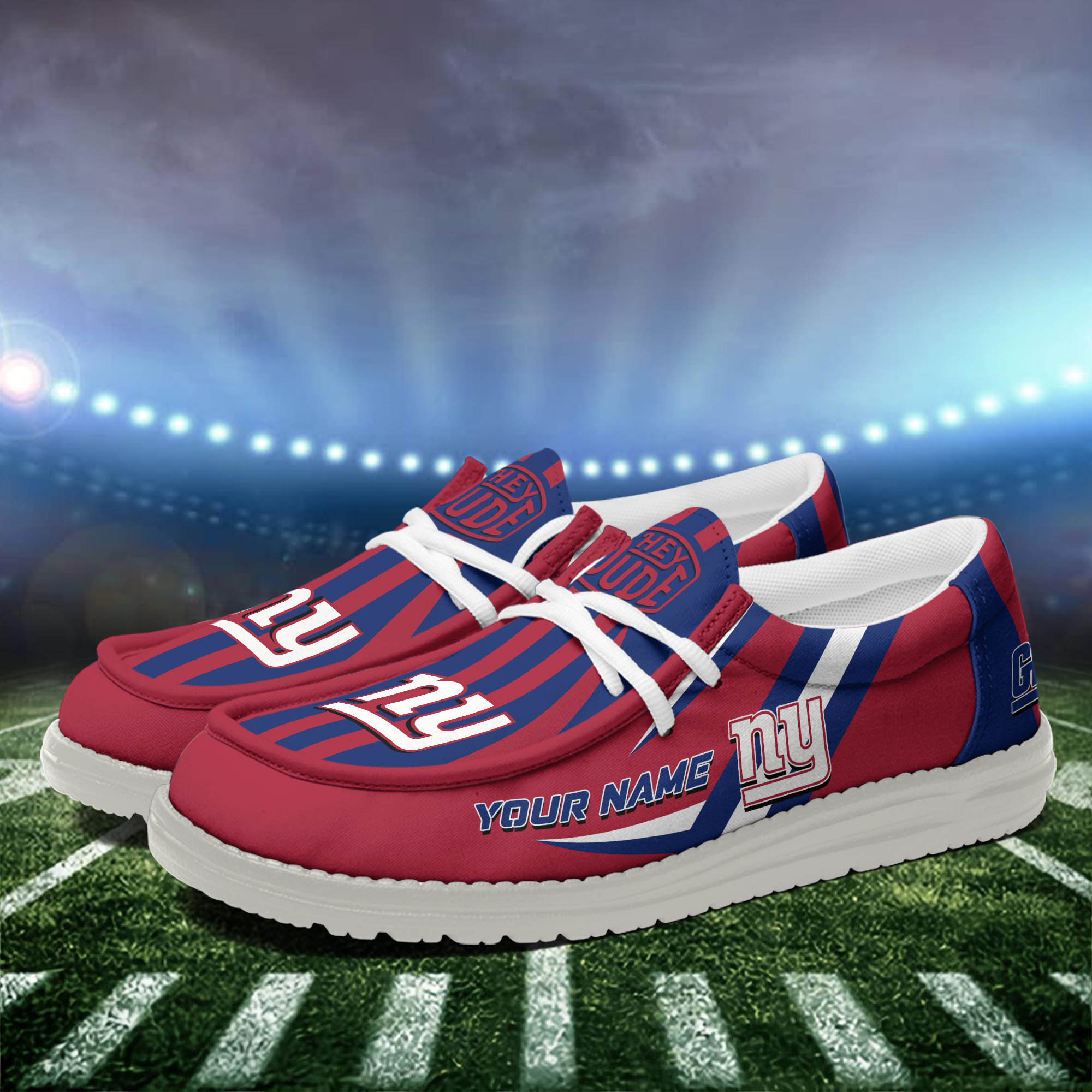 New York Giants Team White Canvas Loafer Shoes Personalized Your Name - Famjoys New York Giants Team White Canvas Loafer Shoes Personalized Your Name - Famjoys