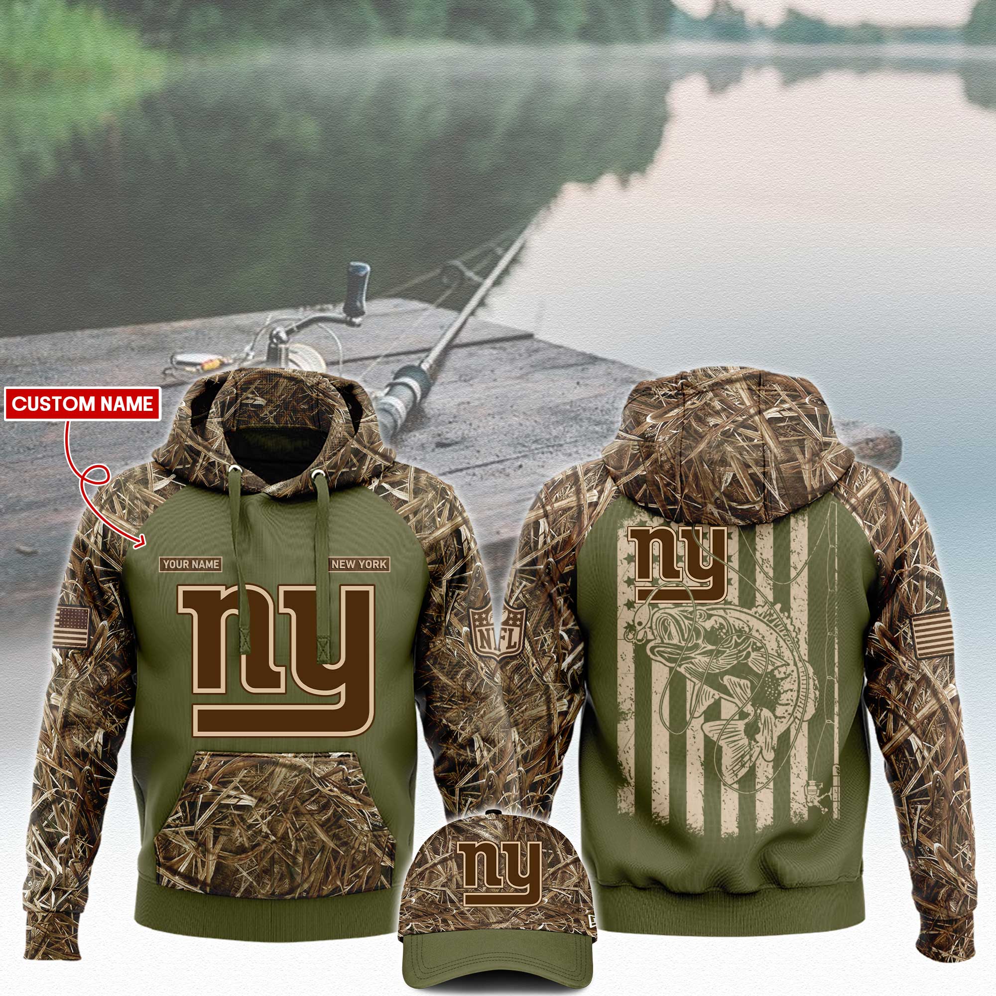 New York Giants x Hunting Hoodie Limited Edv3 - Famjoys New York Giants x Hunting Hoodie Limited Edv3 - Famjoys
