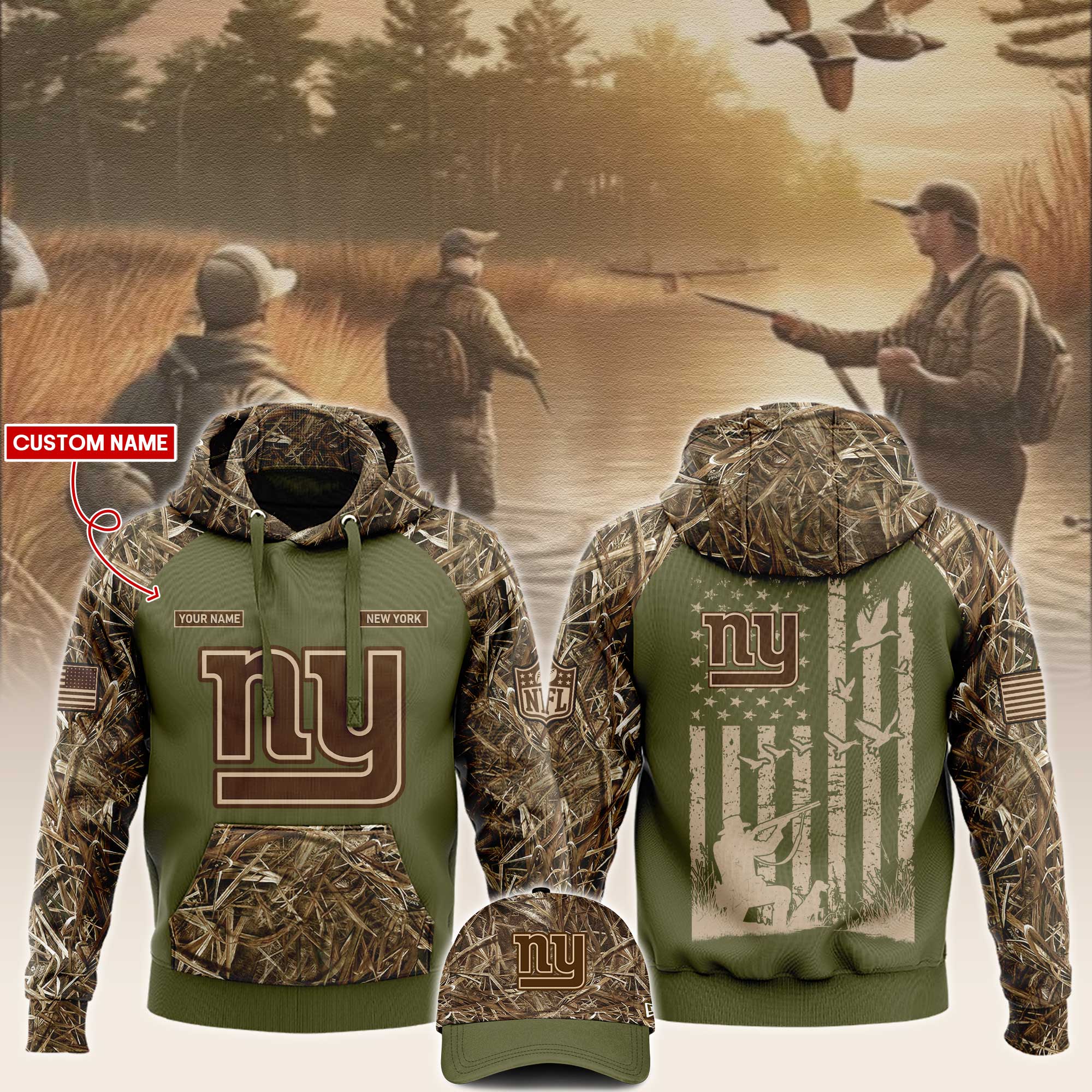 New York Giants x Hunting Hoodie V2 - Famjoys New York Giants x Hunting Hoodie V2 - Famjoys