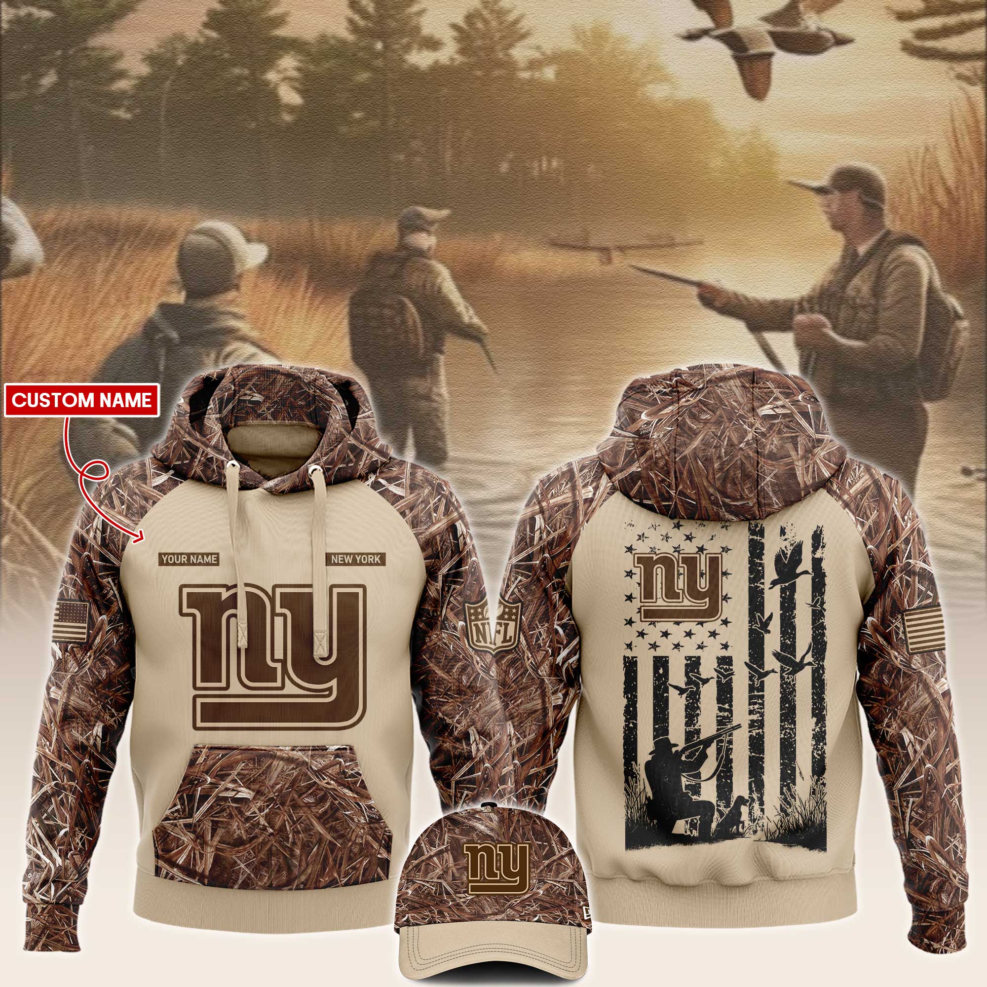 New York Giants x Hunting Hoodie V2 - Famjoys New York Giants x Hunting Hoodie V2 - Famjoys