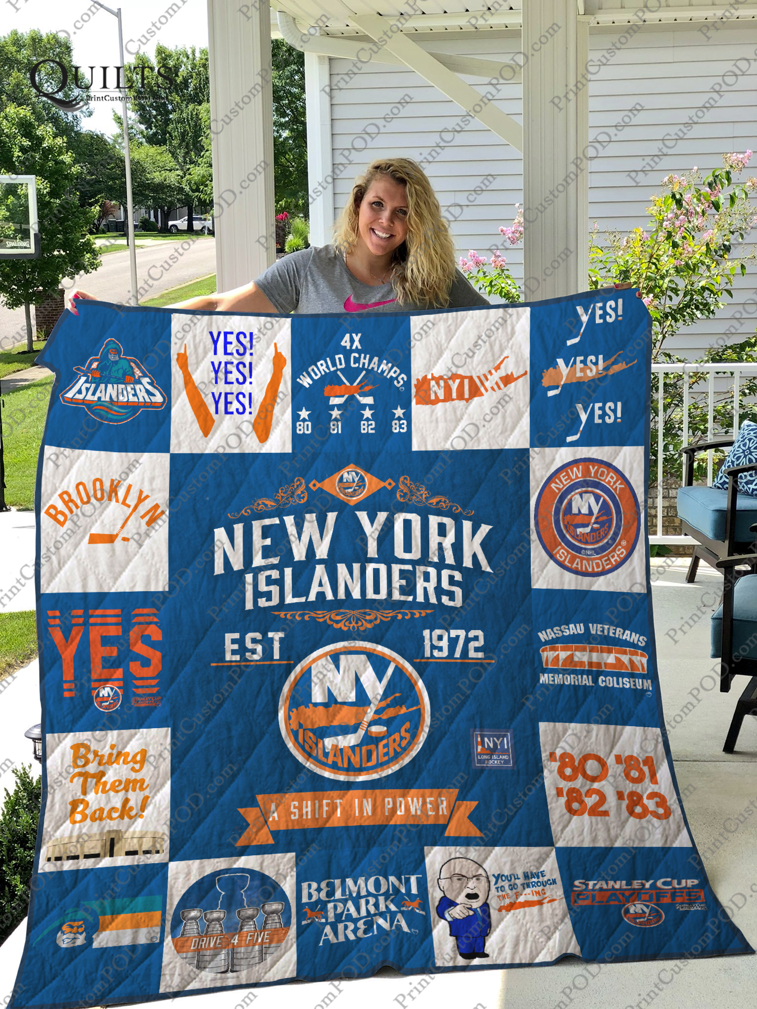 New York Islanders Quilt Blanket Ver 17 - Famjoys New York Islanders Quilt Blanket Ver 17 - Famjoys