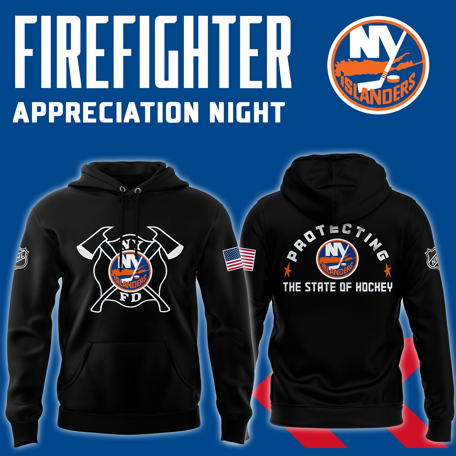 New York Islanders x Firefighter Appreciation Night Premium Pullover Hoodie - Famjoys New York Islanders x Firefighter Appreciation Night Premium Pullover Hoodie - Famjoys