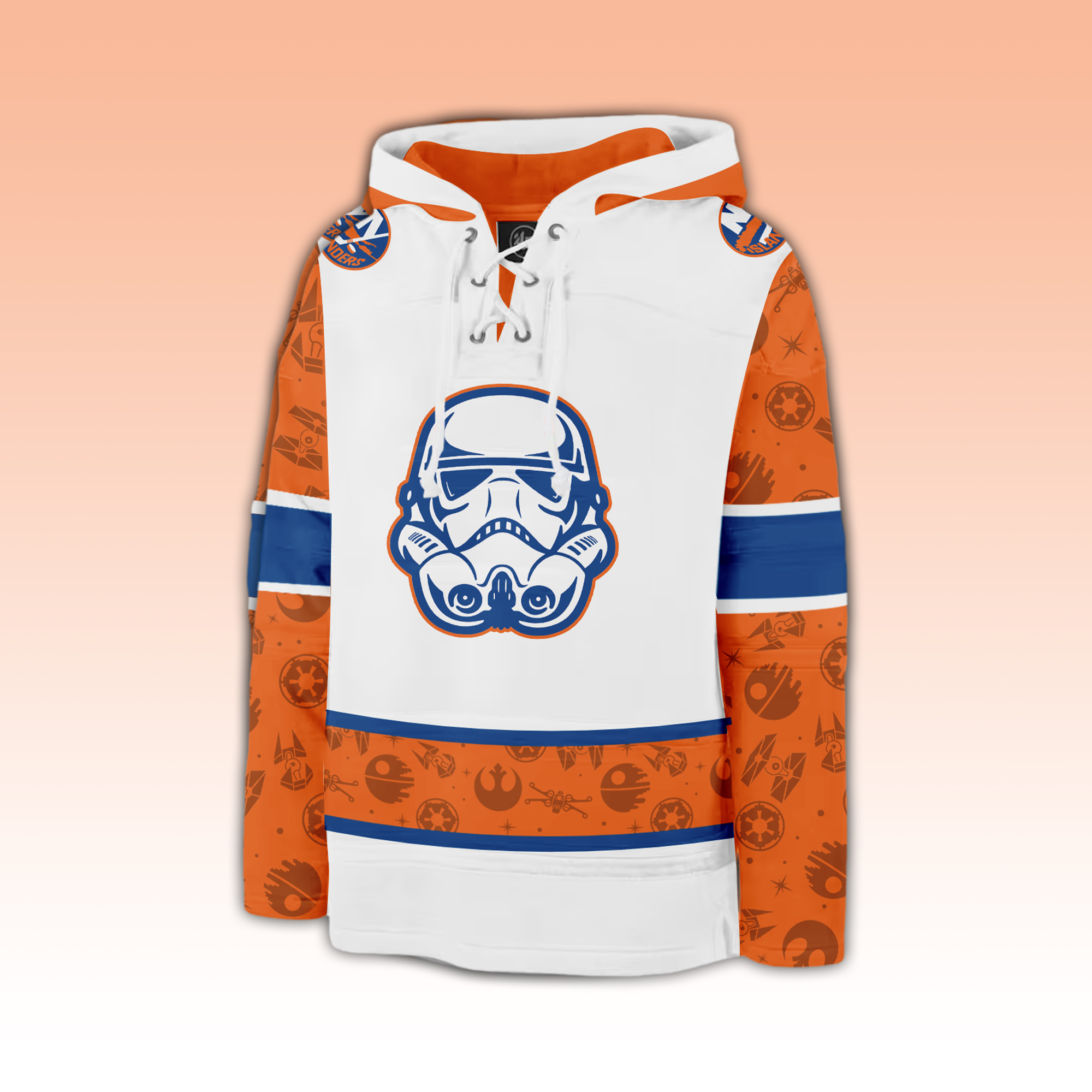 New York Islanders x Star Wars Night Lace Up Hoodie - Famjoys New York Islanders x Star Wars Night Lace Up Hoodie - Famjoys