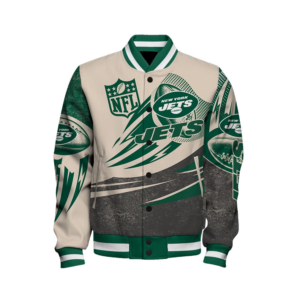 New York Jets AOP Varsity Jacket V10 - Famjoys New York Jets AOP Varsity Jacket V10 - Famjoys