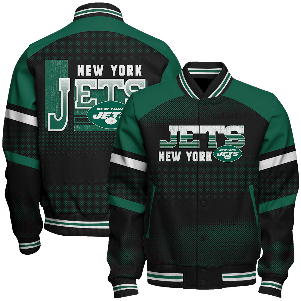New York Jets - Fearless Warrior Unisex Varsity Jacket - Famjoys New York Jets - Fearless Warrior Unisex Varsity Jacket - Famjoys