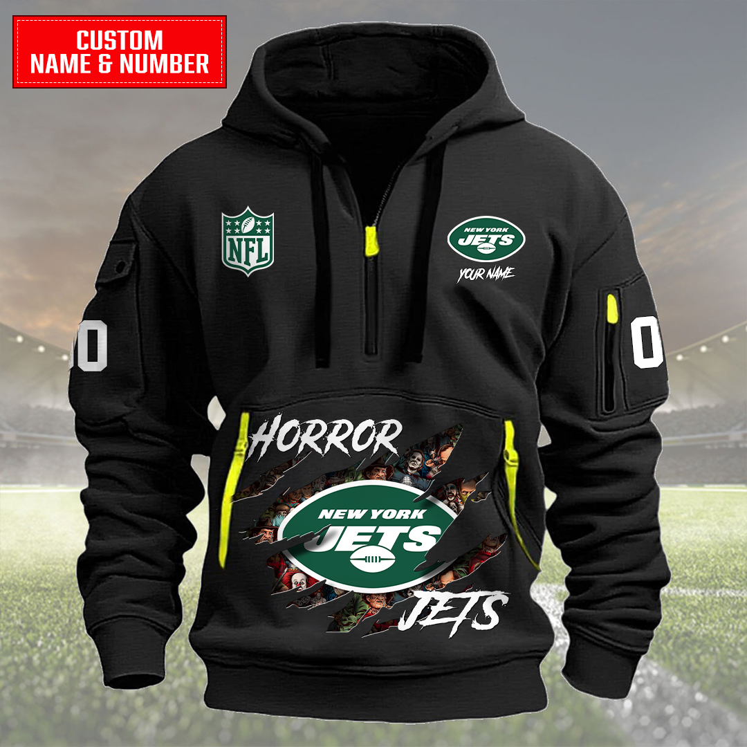 New York Jets Halloween Horror Collection Personalize Quarter Zip Hoodie AZCAQZH000030 - Famjoys New York Jets Halloween Horror Collection Personalize Quarter Zip Hoodie AZCAQZH000030 - Famjoys