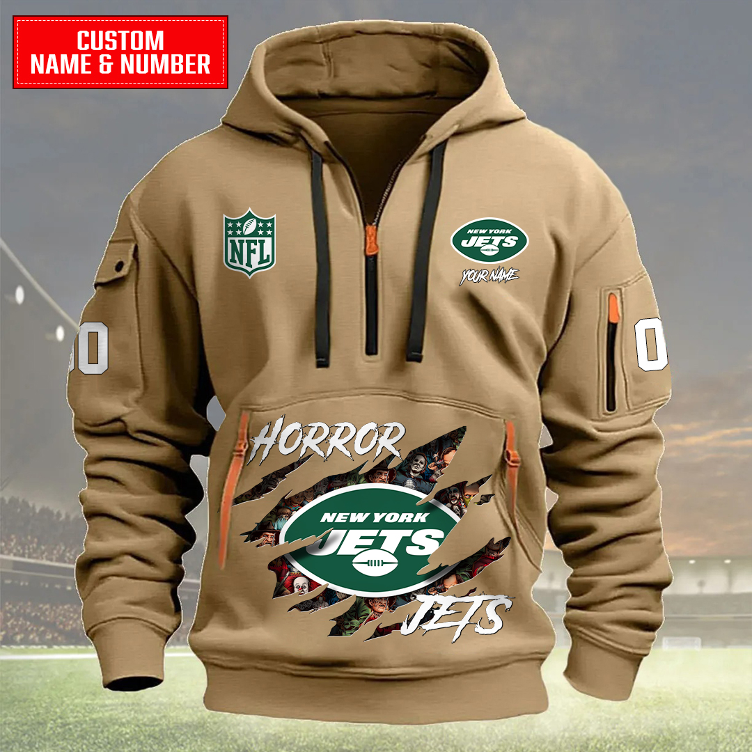 New York Jets Halloween Horror Collection Personalize Quarter Zip Hoodie AZCAQZH000030 - Famjoys New York Jets Halloween Horror Collection Personalize Quarter Zip Hoodie AZCAQZH000030 - Famjoys