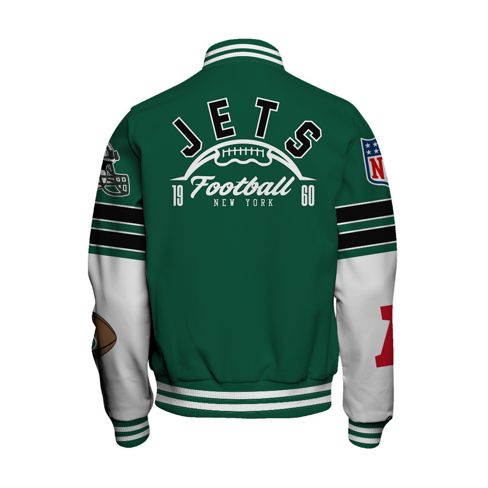 New York Jets National Football League Feel The Power Unisex Varsity Jacket - Famjoys New York Jets National Football League Feel The Power Unisex Varsity Jacket - Famjoys