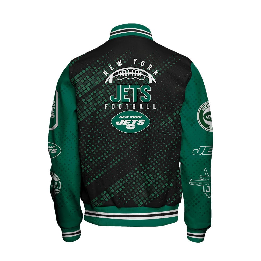 New York Jets National Football League Pattern Varsity Jacket V13 - Famjoys New York Jets National Football League Pattern Varsity Jacket V13 - Famjoys