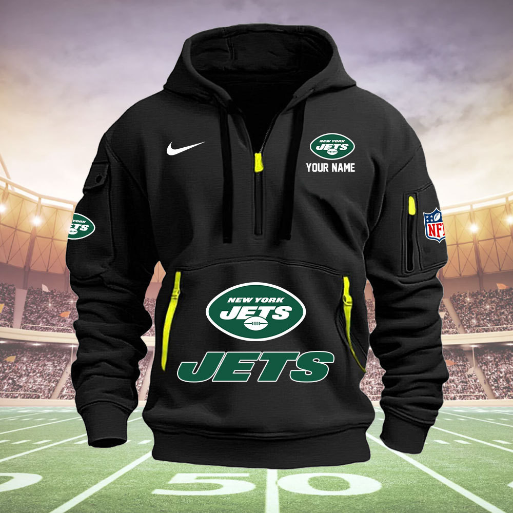 New York Jets New Personalized Quarter Zip Hoodie AZBTQZH000017 - Famjoys New York Jets New Personalized Quarter Zip Hoodie AZBTQZH000017 - Famjoys