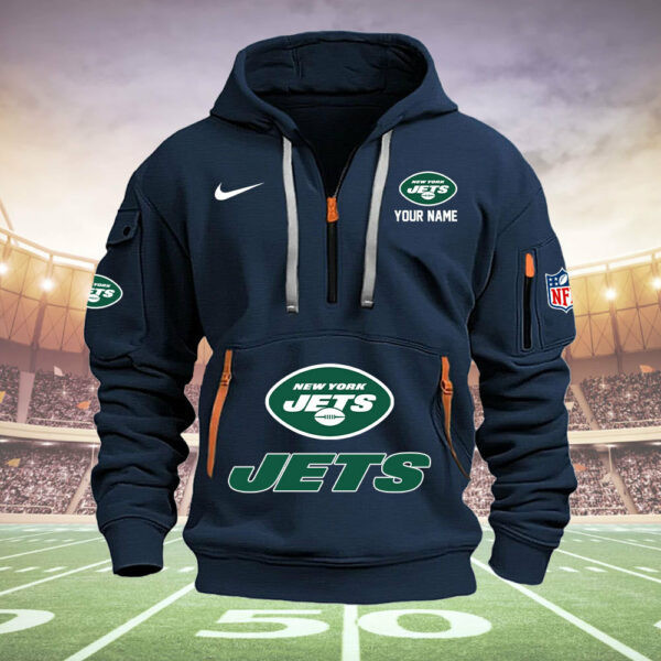New York Jets New Personalized Quarter Zip Hoodie AZBTQZH000017 - Famjoys New York Jets New Personalized Quarter Zip Hoodie AZBTQZH000017 - Famjoys