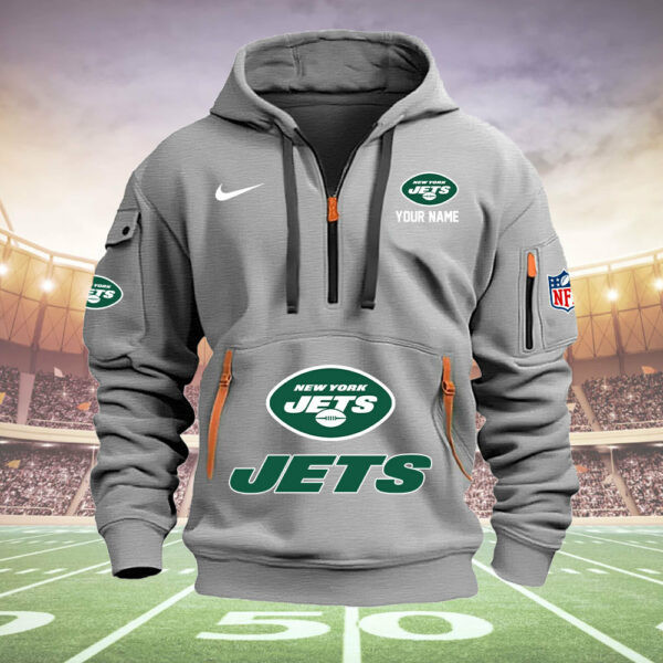 New York Jets New Personalized Quarter Zip Hoodie AZBTQZH000017 - Famjoys New York Jets New Personalized Quarter Zip Hoodie AZBTQZH000017 - Famjoys