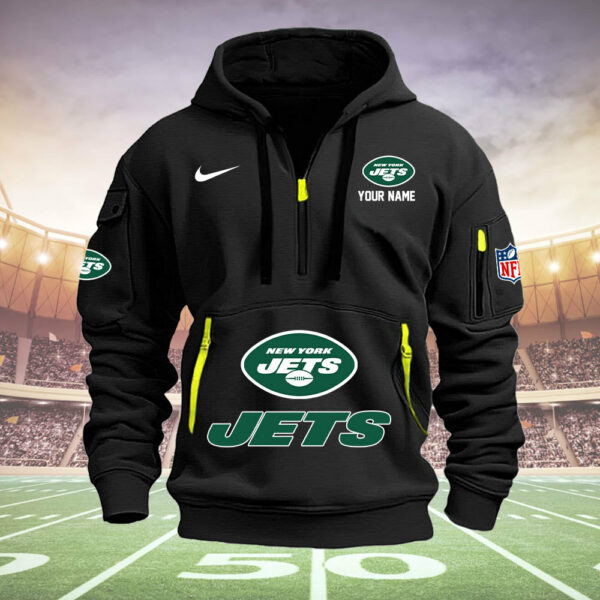 New York Jets New Personalized Quarter Zip Hoodie AZBTQZH000017 - Famjoys New York Jets New Personalized Quarter Zip Hoodie AZBTQZH000017 - Famjoys