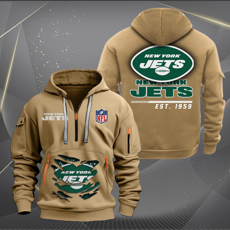 New York Jets New Personalized Quarter Zip Hoodie AZBTQZH000119 - Famjoys New York Jets New Personalized Quarter Zip Hoodie AZBTQZH000119 - Famjoys