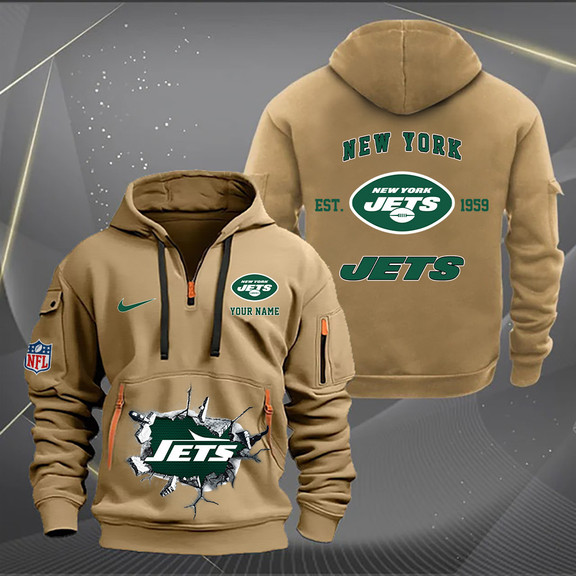New York Jets New Personalized Quarter Zip Hoodie AZBTQZH000134 - Famjoys New York Jets New Personalized Quarter Zip Hoodie AZBTQZH000134 - Famjoys