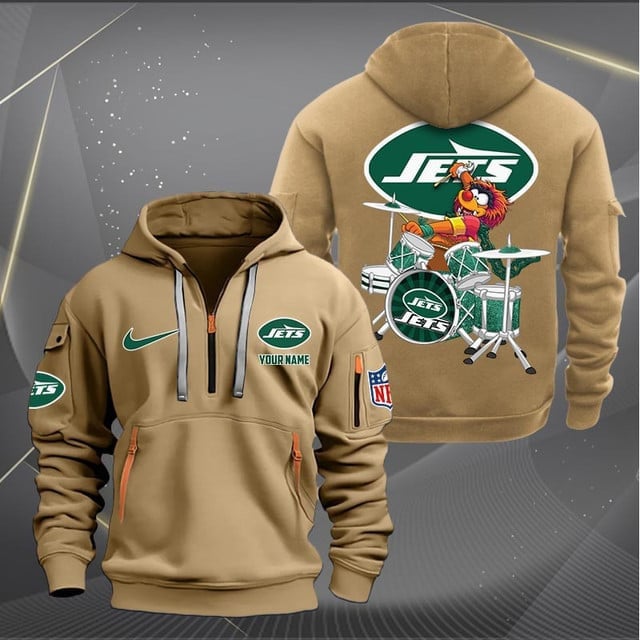New York Jets Premium Personalized Quarter Zip Hoodie AZBTCQZH000025 - Famjoys New York Jets Premium Personalized Quarter Zip Hoodie AZBTCQZH000025 - Famjoys
