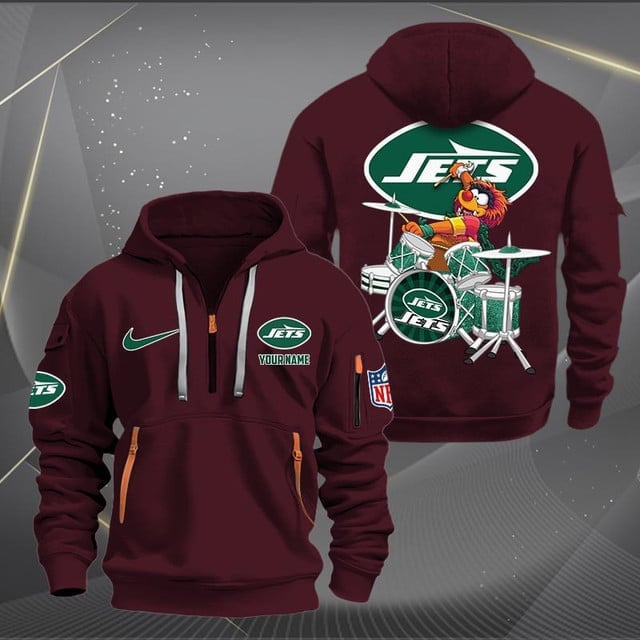 New York Jets Premium Personalized Quarter Zip Hoodie AZBTCQZH000025 - Famjoys New York Jets Premium Personalized Quarter Zip Hoodie AZBTCQZH000025 - Famjoys