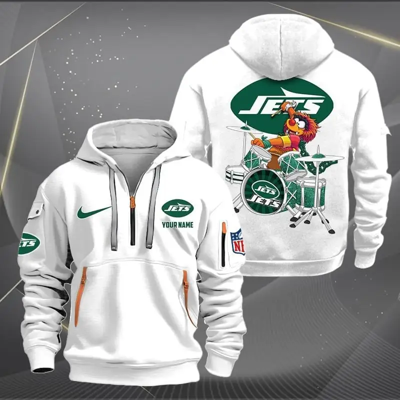 New York Jets Premium Personalized Quarter Zip Hoodie AZBTCQZH000025 - Famjoys New York Jets Premium Personalized Quarter Zip Hoodie AZBTCQZH000025 - Famjoys