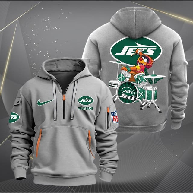 New York Jets Premium Personalized Quarter Zip Hoodie AZBTCQZH000025 - Famjoys New York Jets Premium Personalized Quarter Zip Hoodie AZBTCQZH000025 - Famjoys