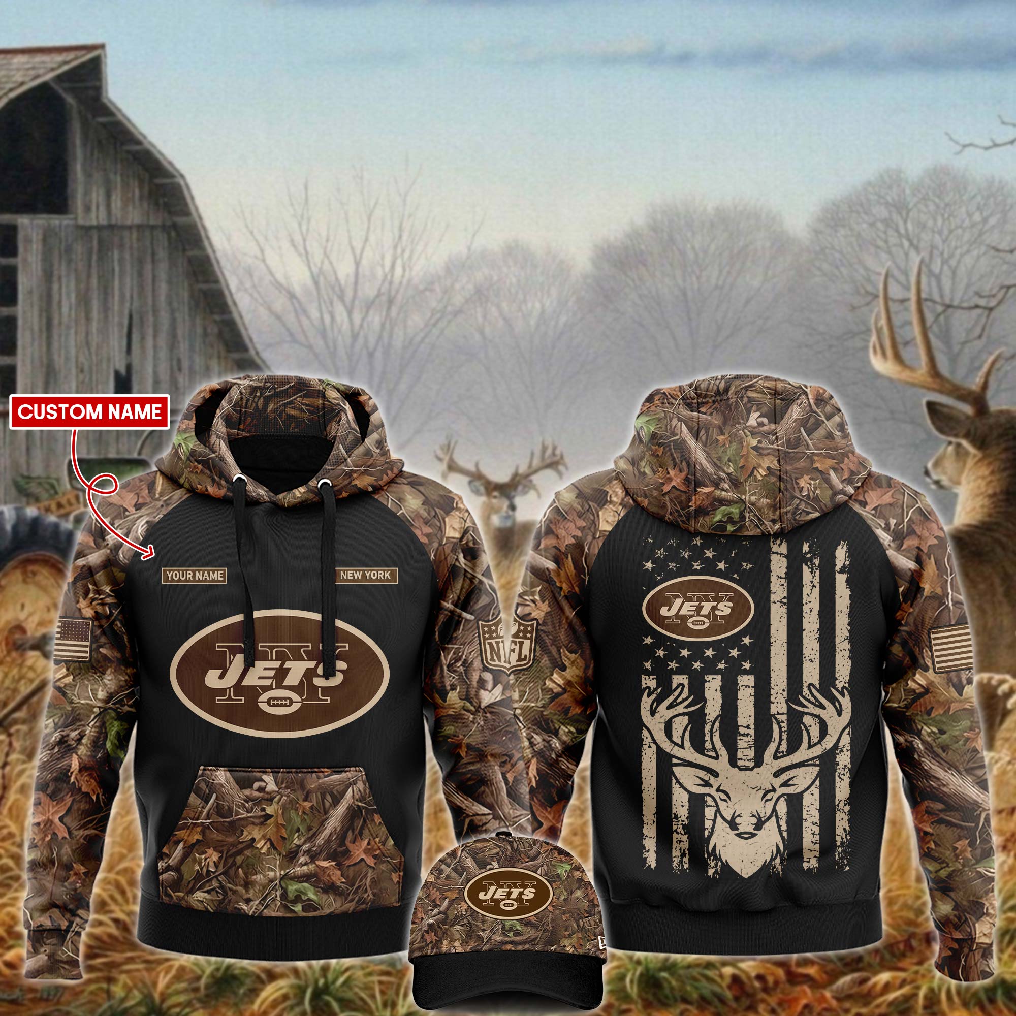 New York Jets x Hunting Hoodie - Famjoys New York Jets x Hunting Hoodie - Famjoys