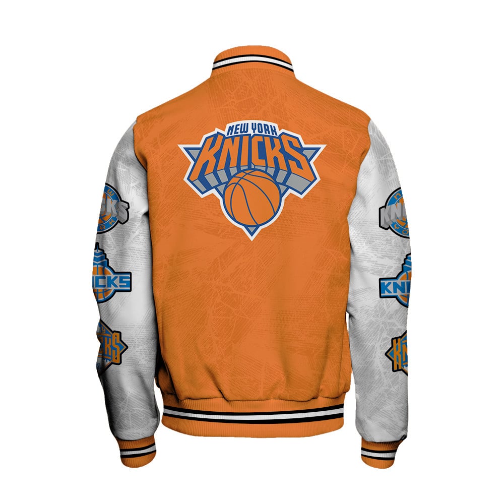 New York Knicks Baseball Varsity Jacket - Famjoys New York Knicks Baseball Varsity Jacket - Famjoys
