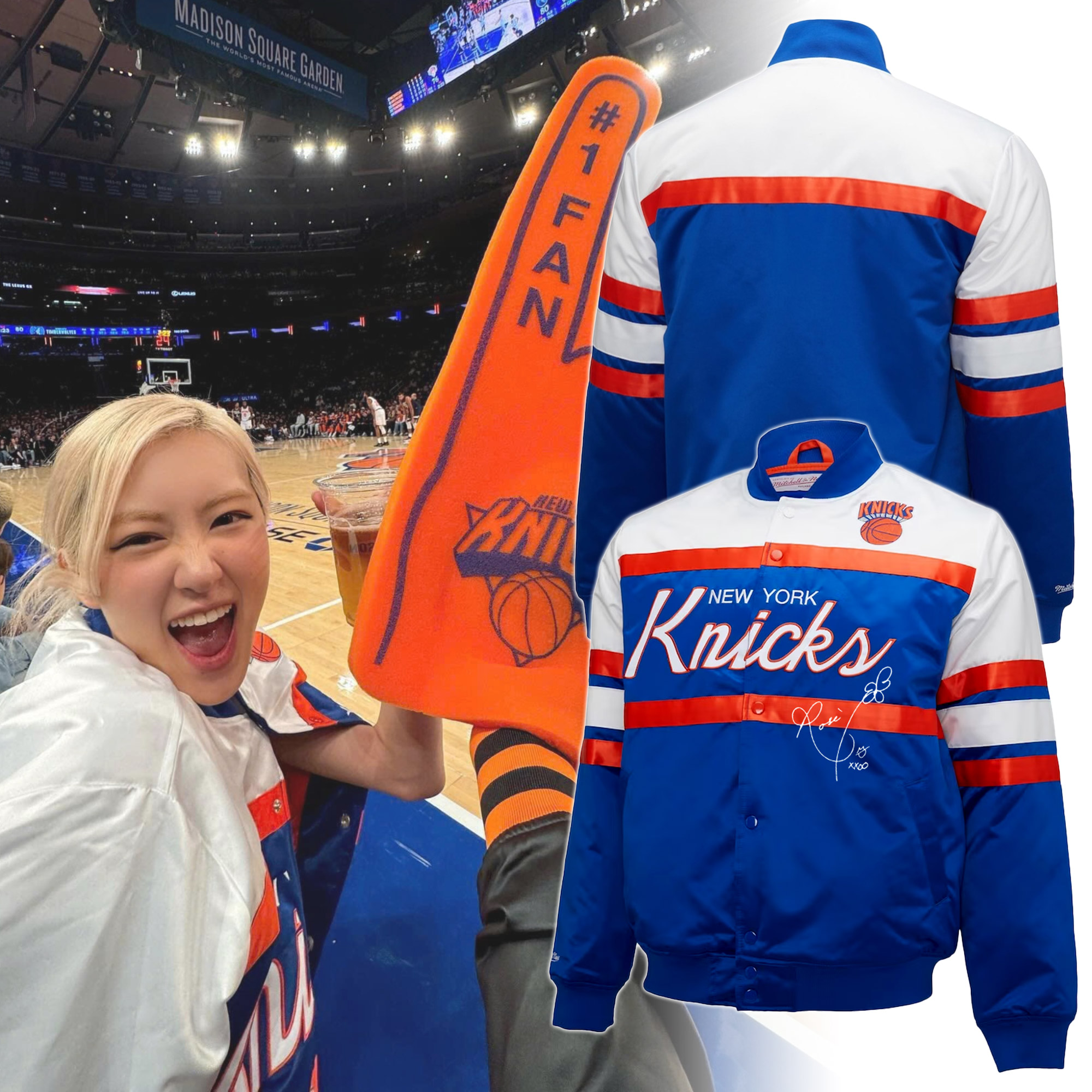 New York Knicks Bomber With Signature - Famjoys New York Knicks Bomber With Signature - Famjoys