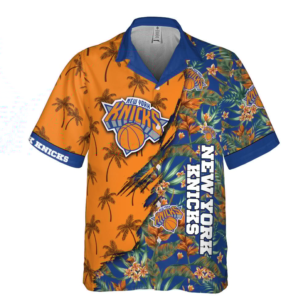 New York Knicks Hawaiian Shirt V14 - Famjoys New York Knicks Hawaiian Shirt V14 - Famjoys
