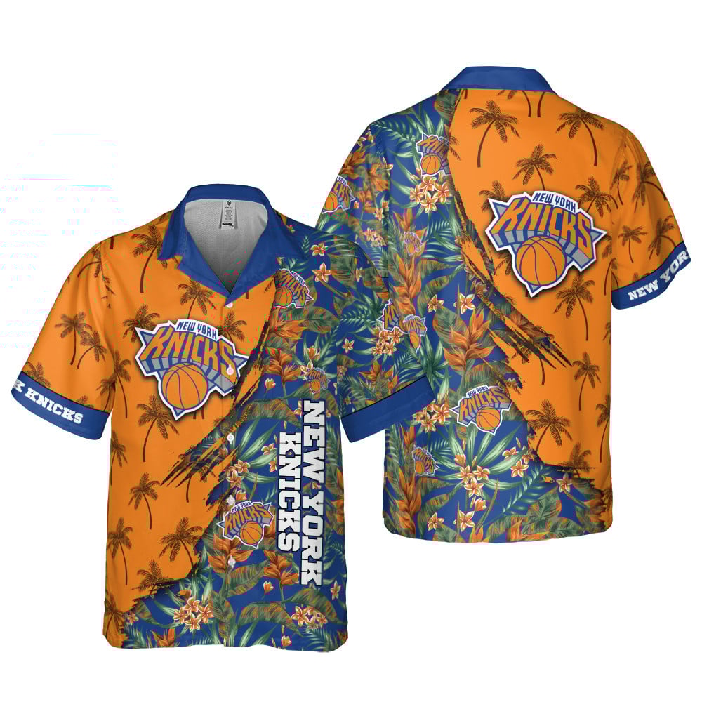 New York Knicks Hawaiian Shirt V14 - Famjoys New York Knicks Hawaiian Shirt V14 - Famjoys