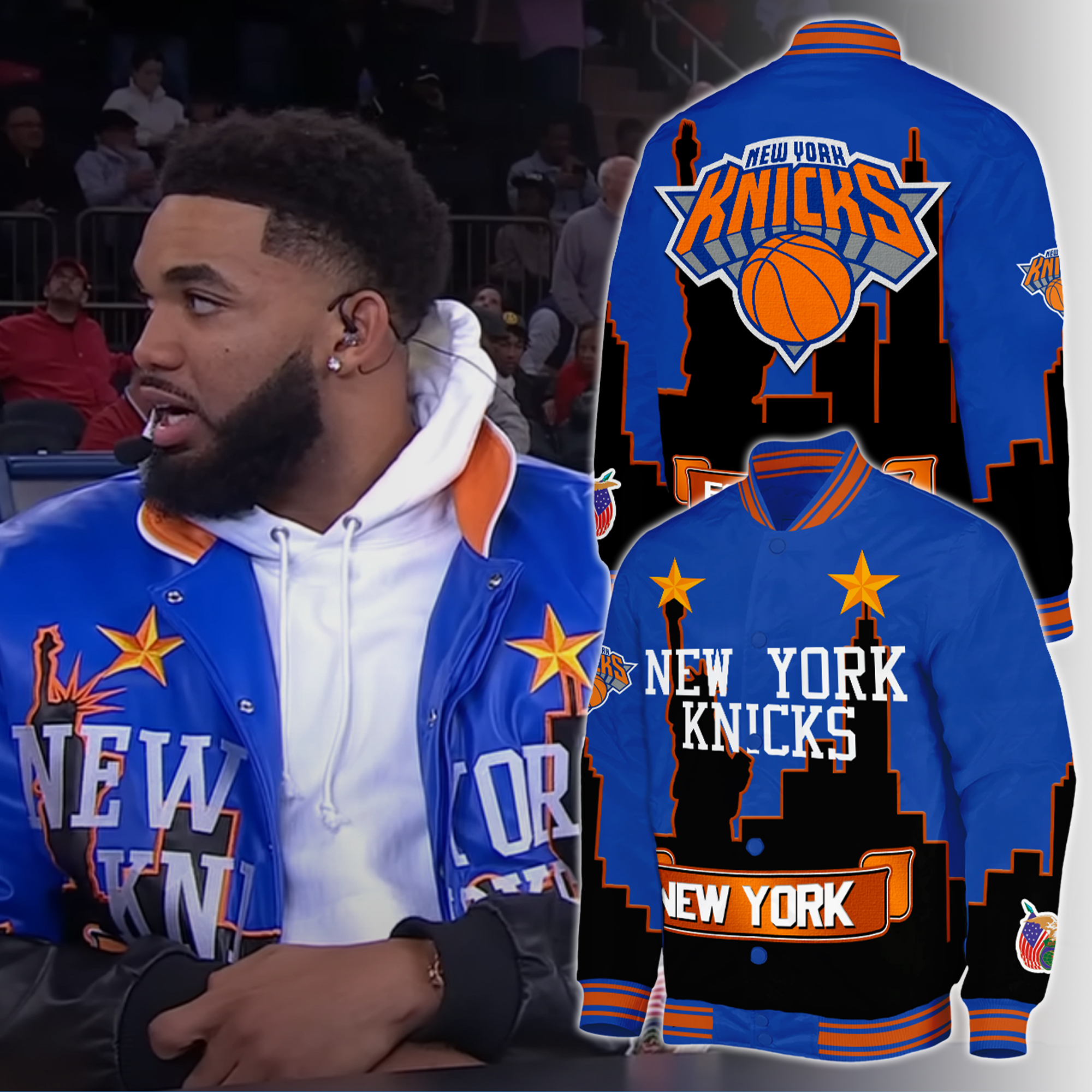 New York Knicks Premium Bomber Jacket - Famjoys New York Knicks Premium Bomber Jacket - Famjoys