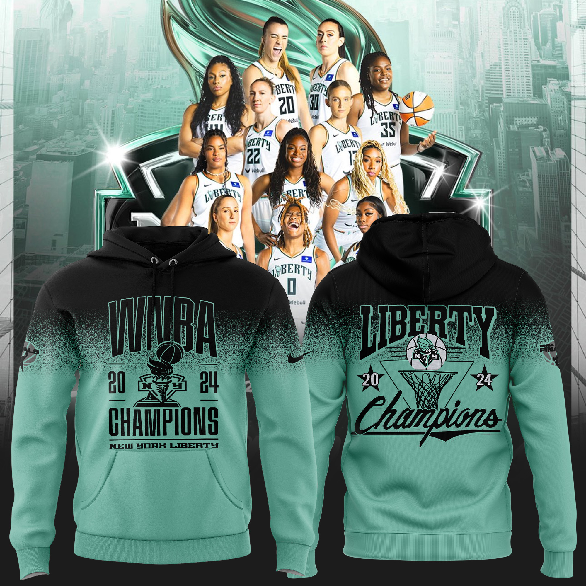 New York Liberty Champions Hoodie - Famjoys New York Liberty Champions Hoodie - Famjoys