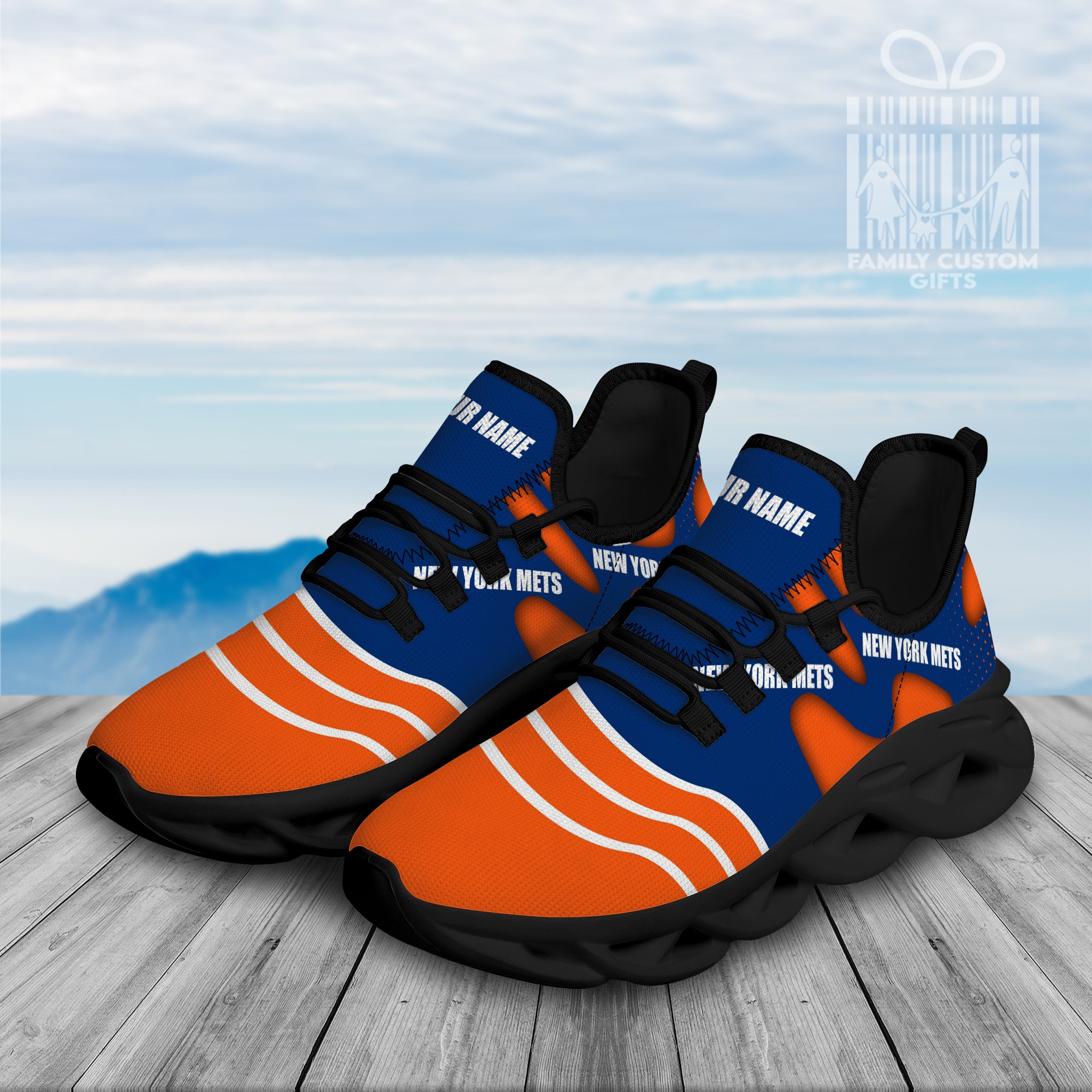 New York Mets Custom Baseball Personalized Max Soul Sneakers Running Sport Shoes for Men Women - Famjoys New York Mets Custom Baseball Personalized Max Soul Sneakers Running Sport Shoes for Men Women - Famjoys