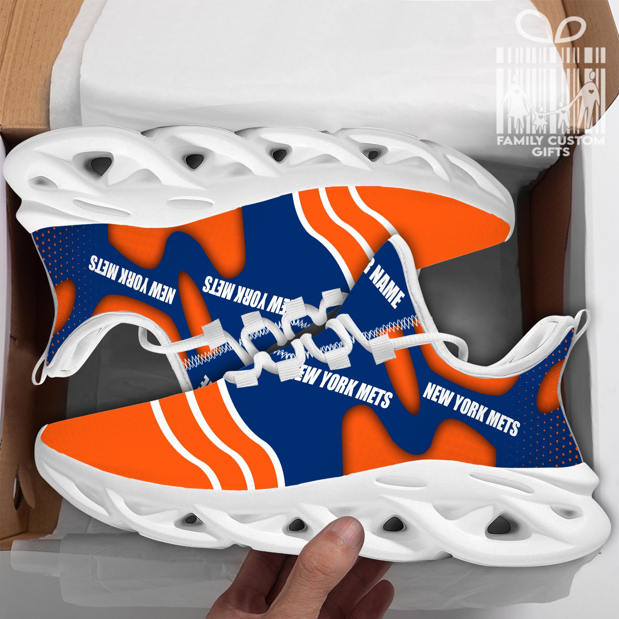 New York Mets Custom Baseball Personalized Max Soul Sneakers Running Sport Shoes for Men Women - Famjoys New York Mets Custom Baseball Personalized Max Soul Sneakers Running Sport Shoes for Men Women - Famjoys