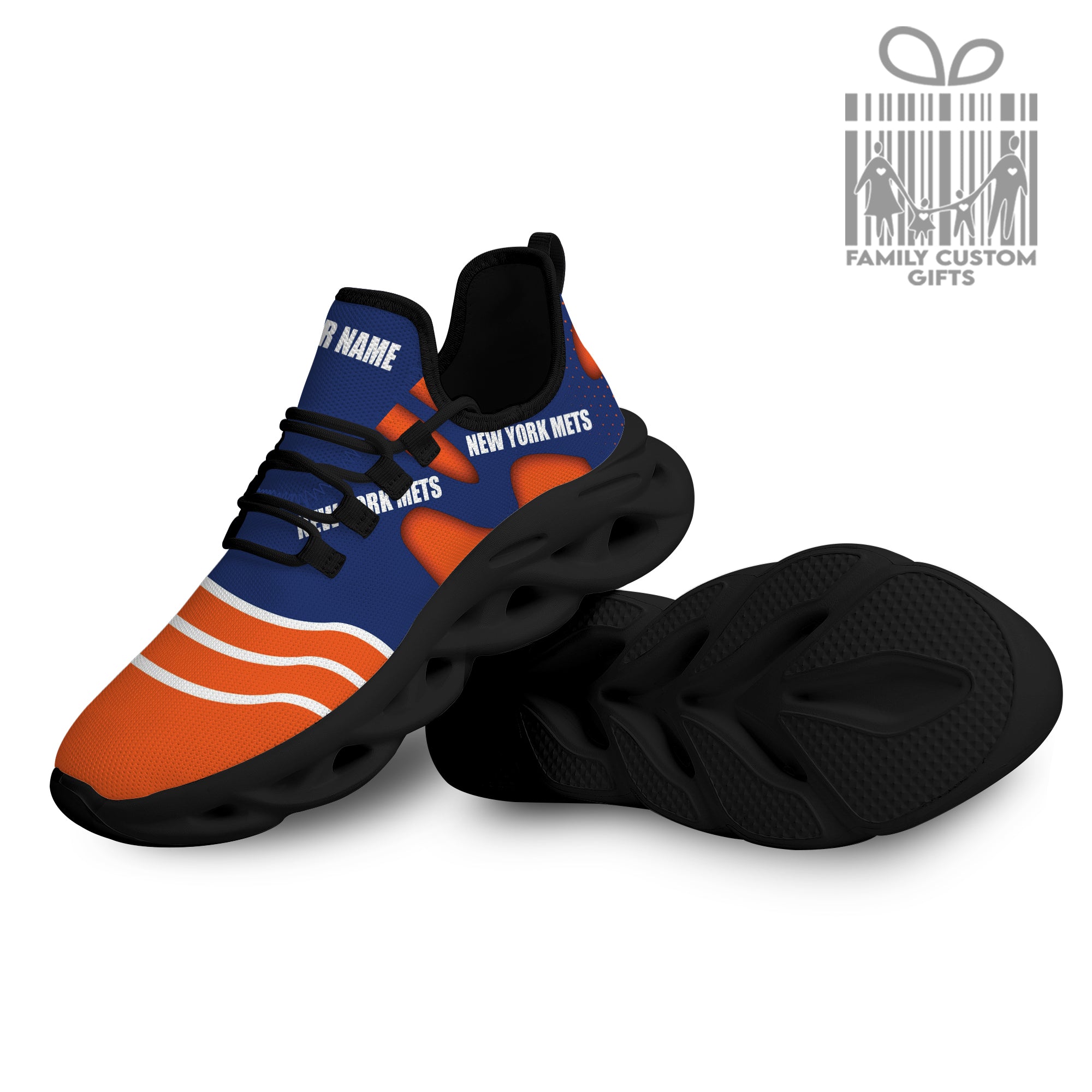 New York Mets Custom Baseball Personalized Max Soul Sneakers Running Sport Shoes for Men Women - Famjoys New York Mets Custom Baseball Personalized Max Soul Sneakers Running Sport Shoes for Men Women - Famjoys