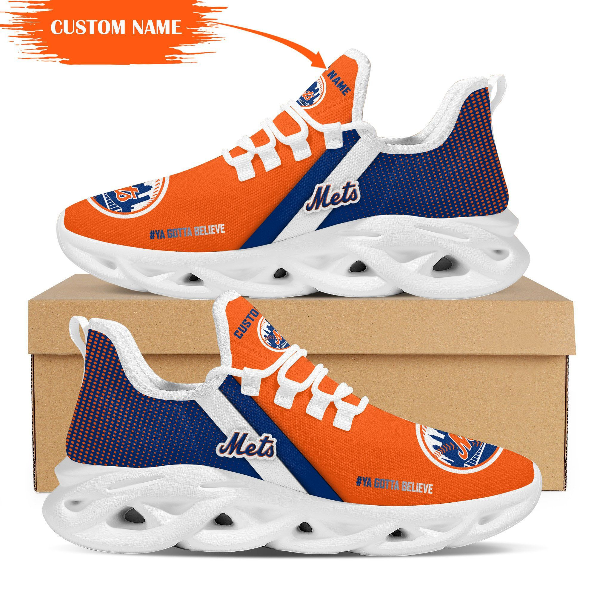 New York Mets Custom Personalized Max Soul Sneakers Shoes - Famjoys New York Mets Custom Personalized Max Soul Sneakers Shoes - Famjoys