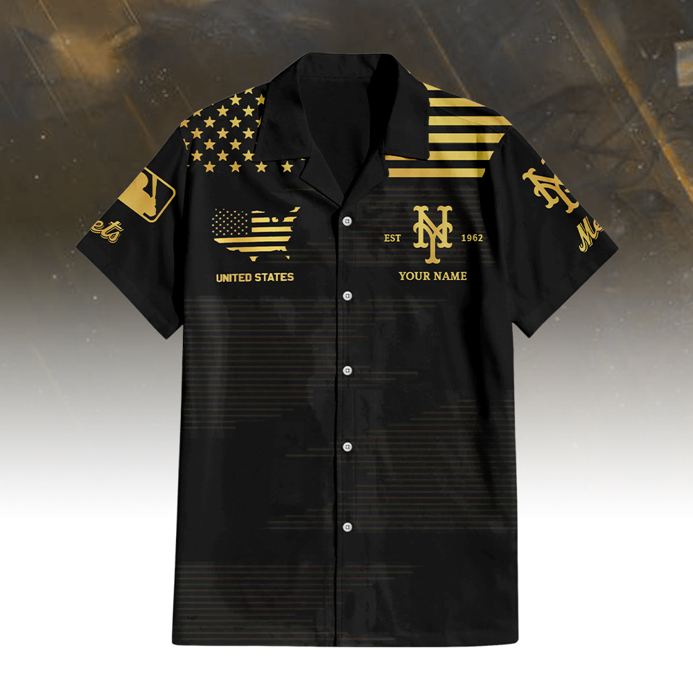 New York Mets Golden Hawaiian Shirt - Famjoys New York Mets Golden Hawaiian Shirt - Famjoys