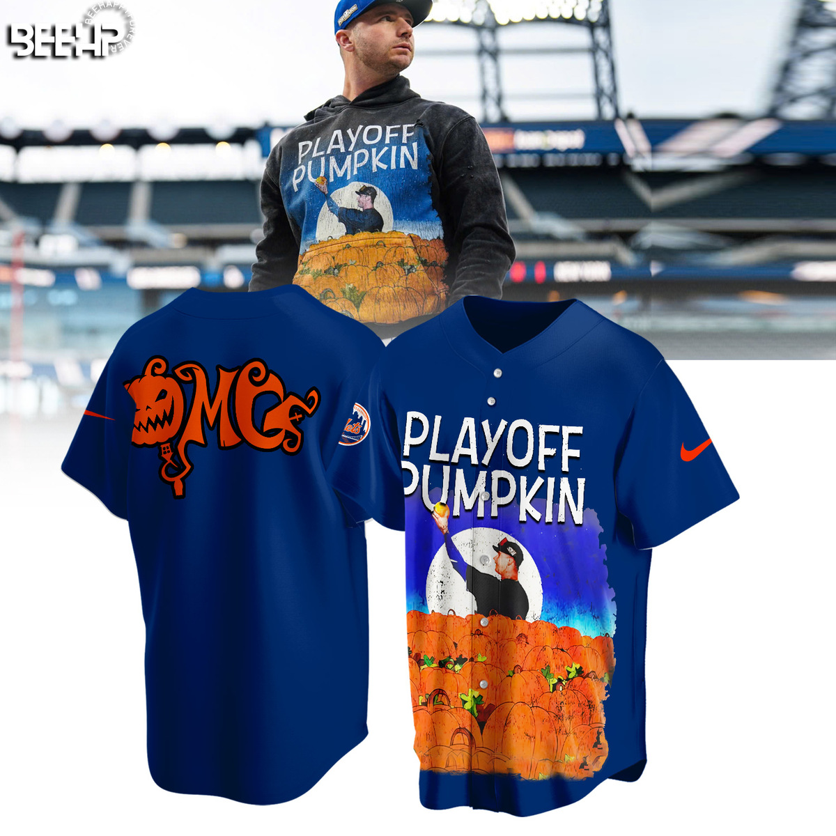 New York Mets Playoff Pumpkin Shirt - Famjoys New York Mets Playoff Pumpkin Shirt - Famjoys