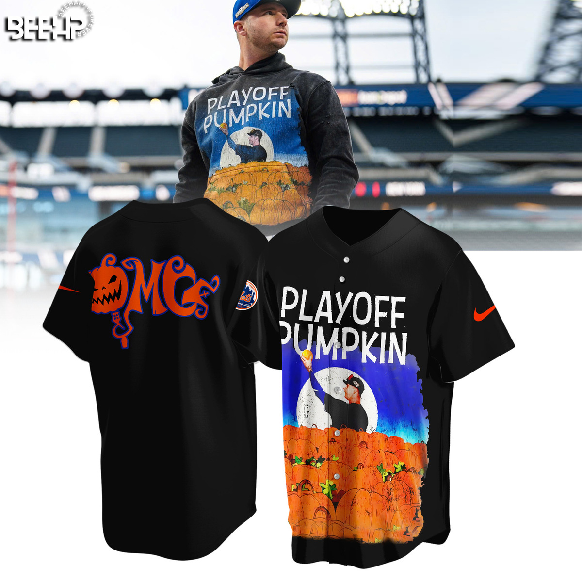 New York Mets Playoff Pumpkin Shirt - Famjoys New York Mets Playoff Pumpkin Shirt - Famjoys