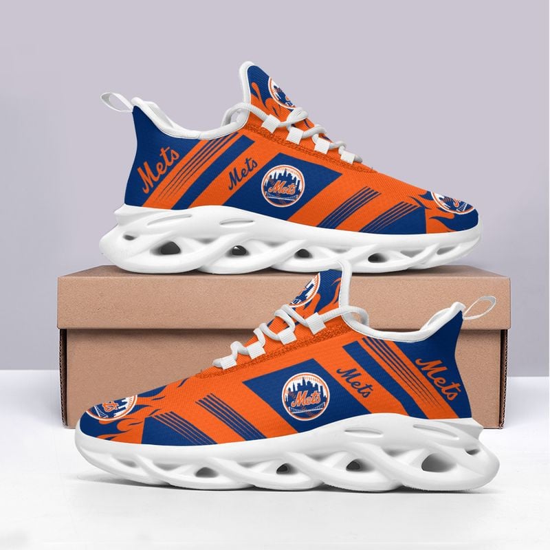 New York Mets Stripe and Fire Pattern Max Soul Shoes NEW019650 - Famjoys New York Mets Stripe and Fire Pattern Max Soul Shoes NEW019650 - Famjoys