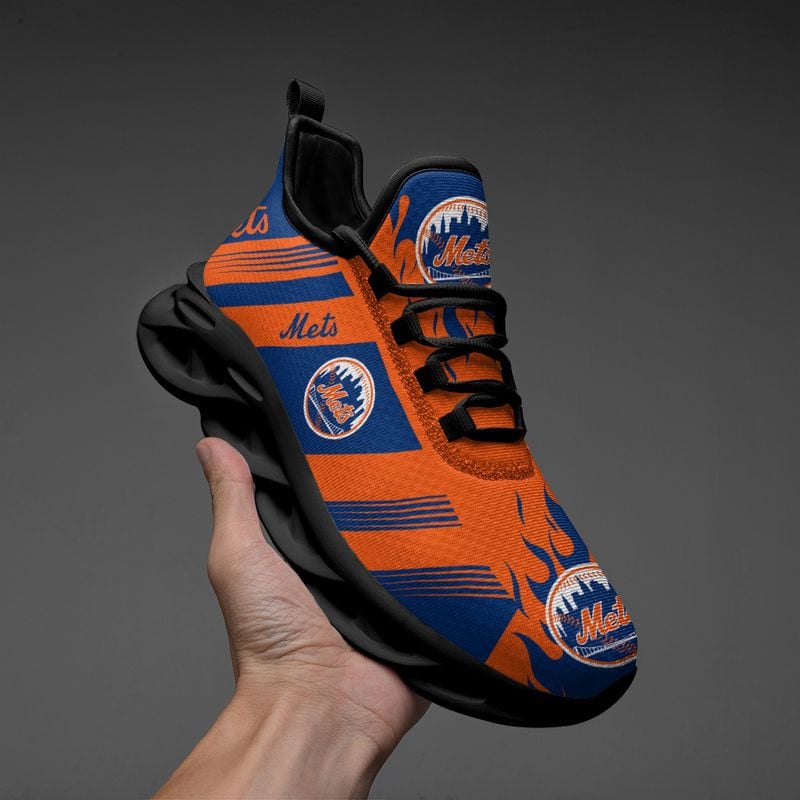New York Mets Stripe and Fire Pattern Max Soul Shoes NEW019650 - Famjoys New York Mets Stripe and Fire Pattern Max Soul Shoes NEW019650 - Famjoys